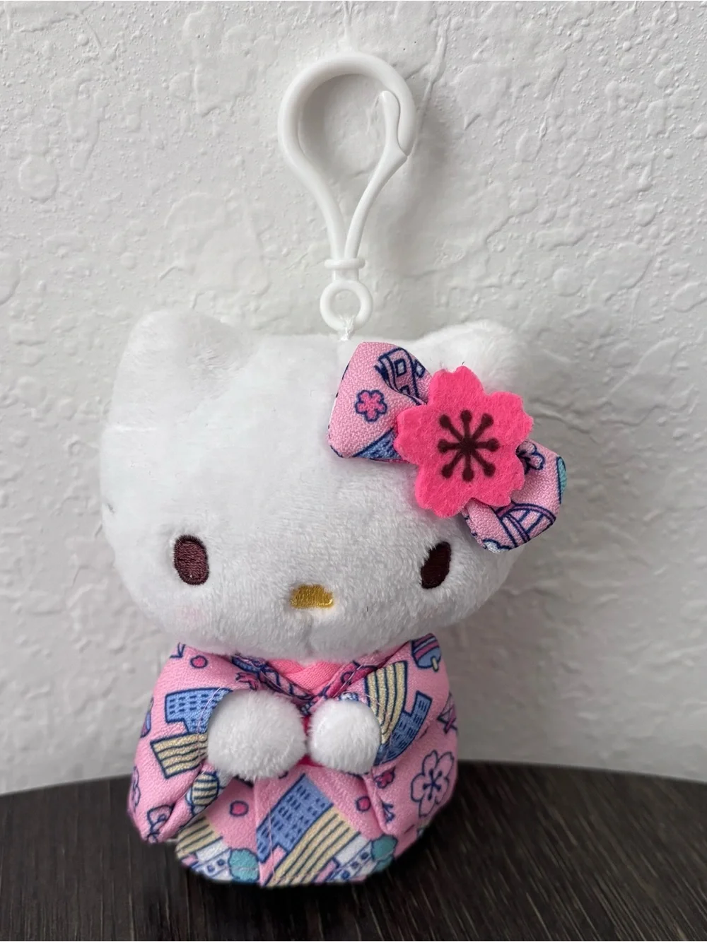 Sanrio Hello Kitty White & Pink Kimono Plush Bag Charm